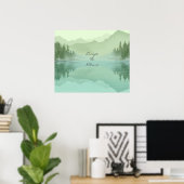 Landschap Reflectie Lake Bomen Green Motivatie Poster (Thuiskantoor)