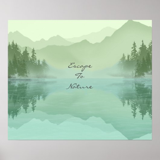 Landschap Reflectie Lake Bomen Green Motivatie Poster (Voorkant)