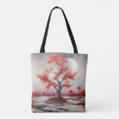 Landschap rode boom tote bag (Achterkant)