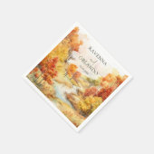 Landschap Rode Herfst Rivier Bos Bruiloft Servet (Hoek)