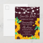 Landschap rode kerstverlichting zonnebloemen save aankondigingskaart (Voorkant / Achterkant)