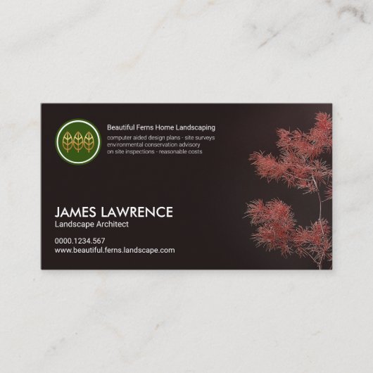 landschap rond de rode bonsai-boom visitekaartje (Voorkant)