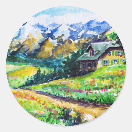 Landschap Ronde Sticker (Voorkant)