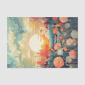 Landschap rood en wit klaprozen zon tissuepapier (Voorkant)