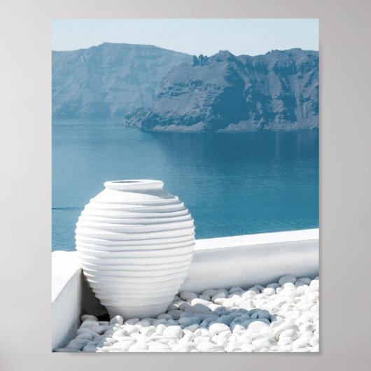 Landschap Santorini Griekenland en Vase Poster (Voorkant)