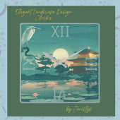 Landschap Scene Pagoda Crane Square Wall klok