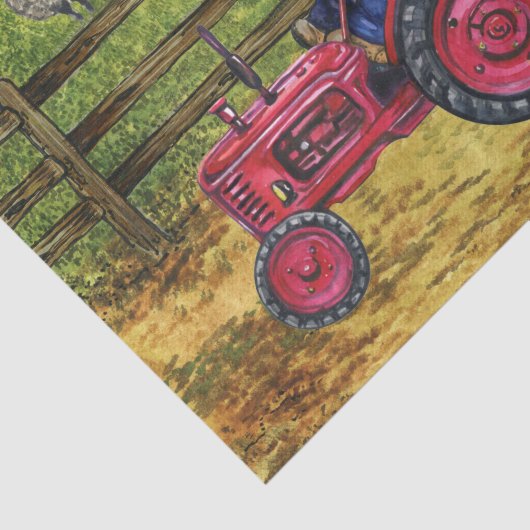 Landschap schapenboer Gnome Tractor Landschap Tissuepapier (Detail)