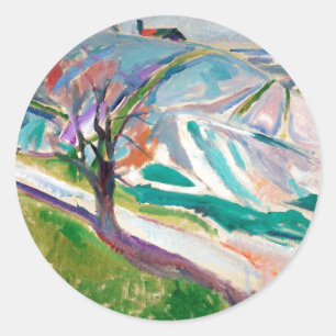 Landschap Schilderen Edward Munch Ronde Sticker