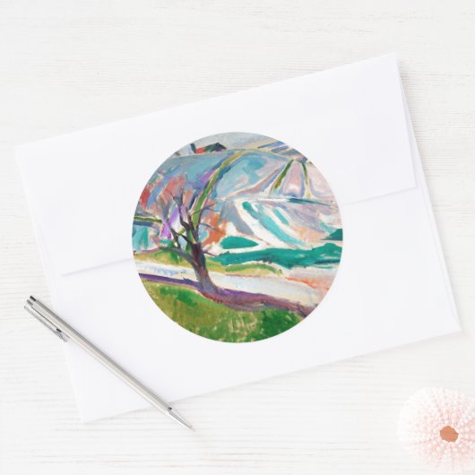 Landschap Schilderen Edward Munch Ronde Sticker (Envelop)