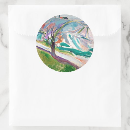 Landschap Schilderen Edward Munch Ronde Sticker (Tas)
