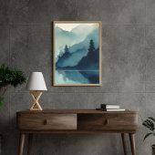 Landschap Schilderij Set van 3 Wall Art l Blauw Gr