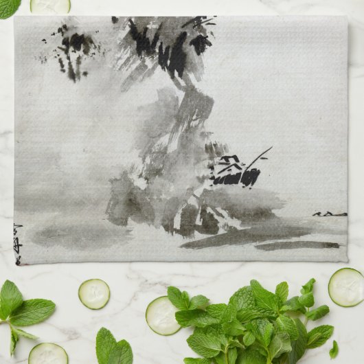 Landschap Sesshu Toyo Haboku-Sansui Theedoek (Gevouwen)