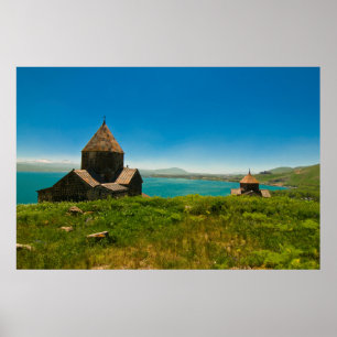 Landschap Sevan Monastery Poster