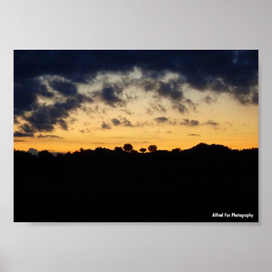 Landschap Silhouet in Schemer Poster (Voorkant)