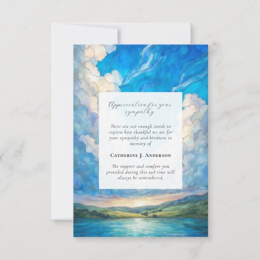 Landschap Sky Memorial Foto Sympathy Begrafenis Bedankkaart (Voorkant)