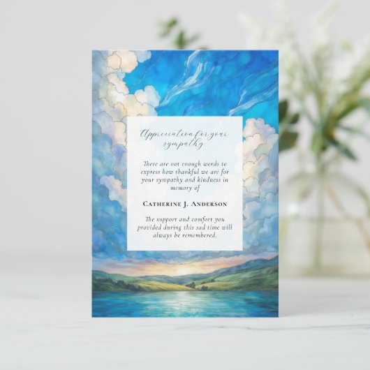Landschap Sky Memorial Foto Sympathy Begrafenis Bedankkaart (Staand voorkant)