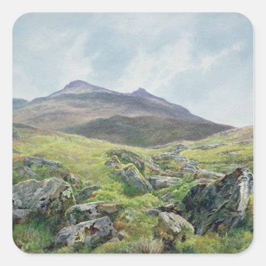 Landschap, Snowdon Vierkante Sticker (Voorkant)