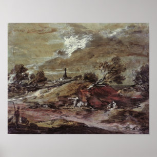 Landschap: Storm-effect, 18e eeuw Poster
