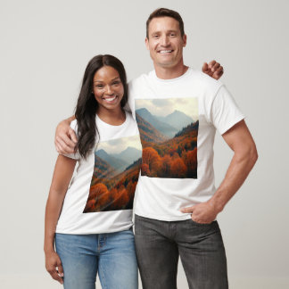 Landschap T-shirt met esdoornbladeren
