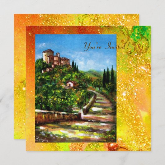 LANDSCHAP TOSCANE, rode groene gele gouden vonken Kaart (Voorkant / Achterkant)