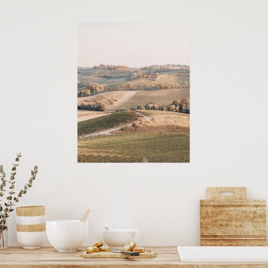 Landschap Toscane zachte kleuren Poster (Keuken)
