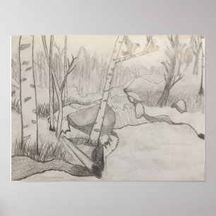 Landschap (Trees, Pond en Fresh Air) Poster