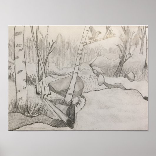 Landschap (Trees, Pond en Fresh Air) Poster (Voorkant)