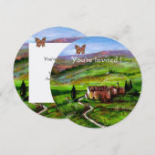 LANDSCHAP TUSCANIË. GROENE HEUVELEN MET VLINDER KAART (Voorkant / Achterkant)