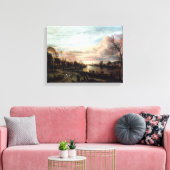 landschap van 1650 op Sunset Canvas Print (Insitu (Woonkamer))