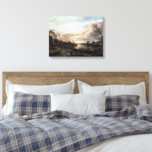landschap van 1650 op Sunset Canvas Print (Insitu (Slaapkamer))