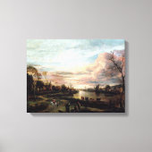landschap van 1650 op Sunset Canvas Print (Voorkant)