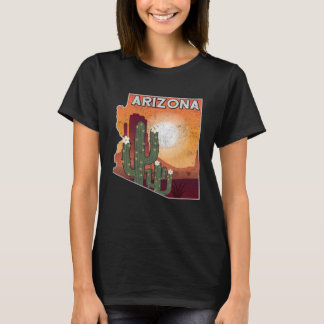 Landschap van Arizona State Kaart Amerikaans woest T-shirt