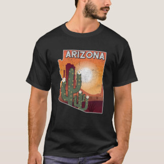 Landschap van Arizona State Kaart Amerikaans woest T-shirt