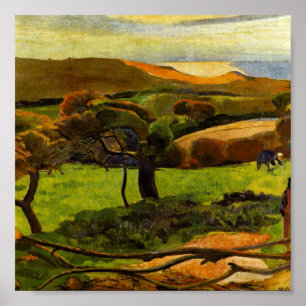 Landschap van Bretagne door Paul Gauguin Poster
