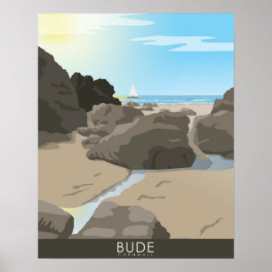 Landschap van Bude Cornwall Poster