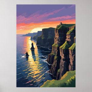 Landschap van de Cliffs of Moher Poster