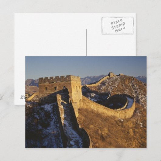 Landschap van de Grote Muur onder zonsondergang, C Briefkaart (Voorkant / Achterkant)