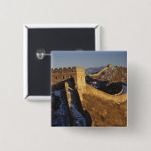 Landschap van de Grote Muur onder zonsondergang, C Vierkante Button 5,1 Cm (Voorkant /achterkant)