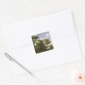 Landschap van de rivier vierkante sticker (Envelop)