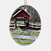 Landschap van de rode overbrugde keramisch ornament (Rechts)