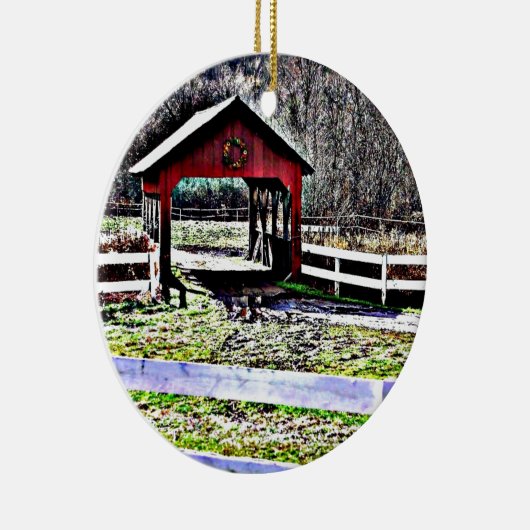 Landschap van de rode overbrugde keramisch ornament (Rechts)