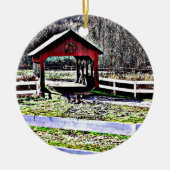 Landschap van de rode overbrugde keramisch ornament (Voorkant)