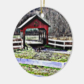 Landschap van de rode overbrugde keramisch ornament (Links)