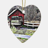 Landschap van de rode overbrugde keramisch ornament (Links)