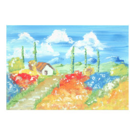 Landschap van de uitgestrektheid van Toscane Foto Afdruk