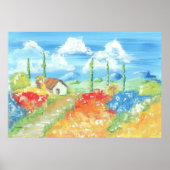 Landschap van de uitgestrektheid van Toscane Poster (Voorkant)