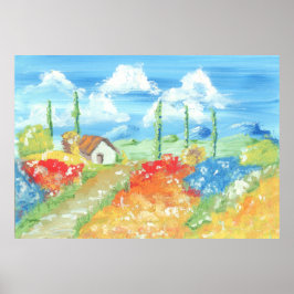 Landschap van de uitgestrektheid van Toscane Poster