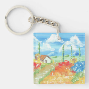 Landschap van de uitgestrektheid van Toscane Sleutelhanger