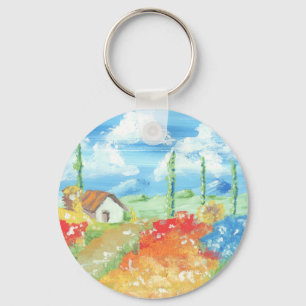 Landschap van de uitgestrektheid van Toscane Sleutelhanger