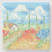 Landschap van de uitgestrektheid van Toscane Stenen Onderzetter (Voorkant)